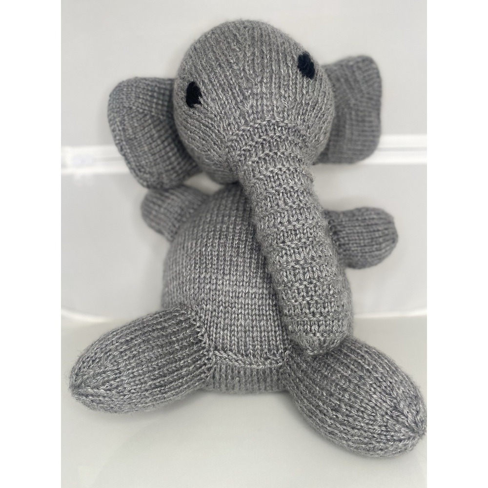 Amigurumi Handmade Hand Knit 13" Gray Elephant Stuffed Animal Plush Crochet Grey